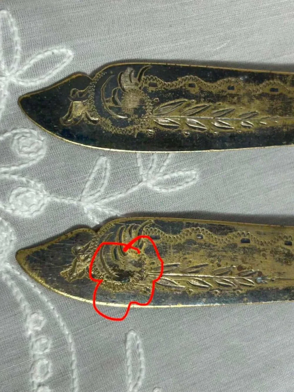 Pair of Antique Victorian Silver-Plated Engraved Fish Knives